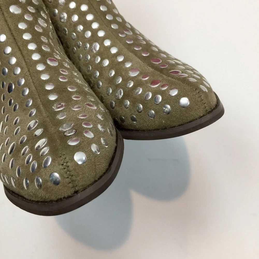 Mackin J Khaki Silver Studded Booties Size 7